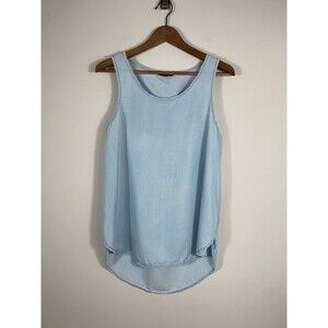 Express Light Blue Chambray Sleeveless Tank Top with Open Back Detail Size Small